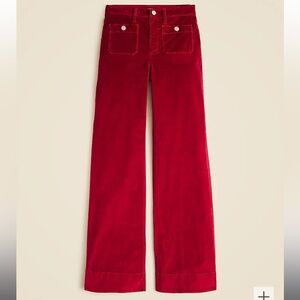 Jcrew burgundy velvet wide leg trouser NWT 25, long